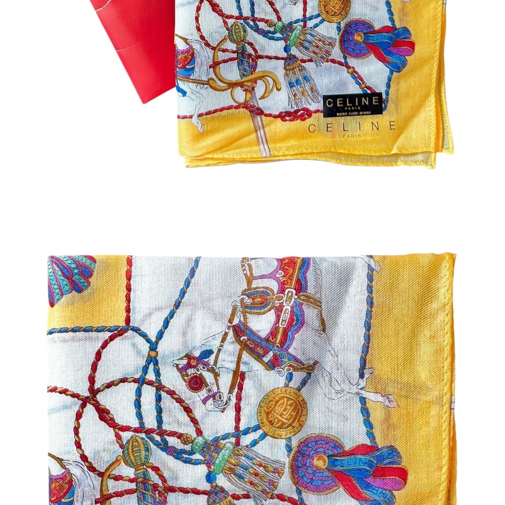 CELINE Yellow and Blue Scarf - Picture 3 of 3